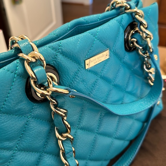 KATE SPADE Sm Maryanne Gold Coast mid teal hand bag quilted original dust bag - Picture 11 of 16